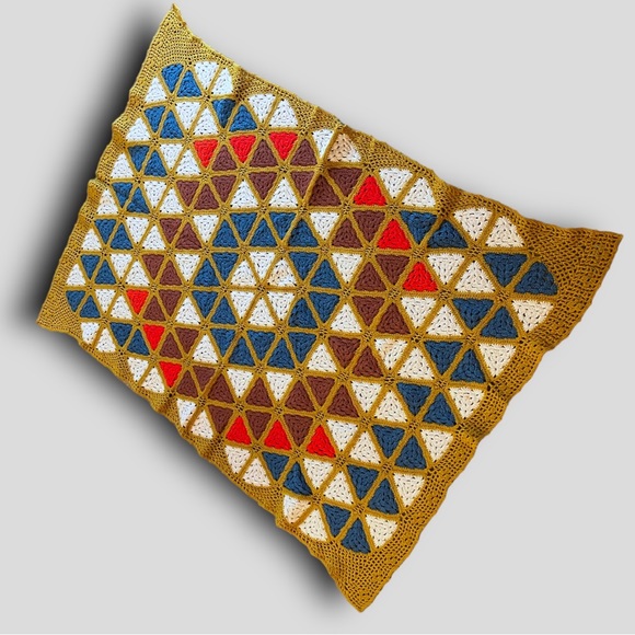 Vintage Other - VTG Crochet Granny Style Geometric Colorful Throw Blanket
